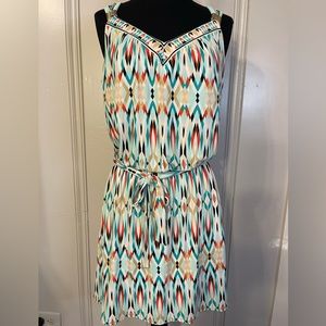 NWT White House Black Market Sleeveless Geometric Print Drop Waist Dress SZ S